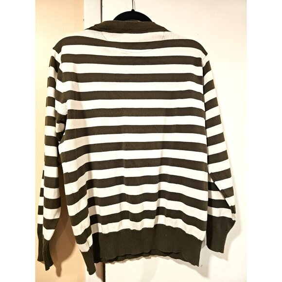 Paul Smith Men's Crew Neck Jumper Pullover Sweater Stripe Size L Green Slim - Picture 2 of 9